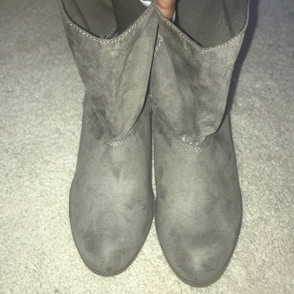 Brown wedged booties